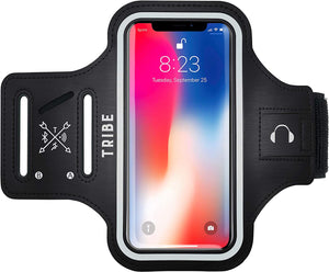 TRIBE Water Resistant Cell Phone Armband Case for iPhone X, Xs, 8, 7, 6, 6S Samsung Galaxy S9, S8, S7, S6, A8 with Adjustable Elastic Band & Key Holder for Running, Walking, Hiking